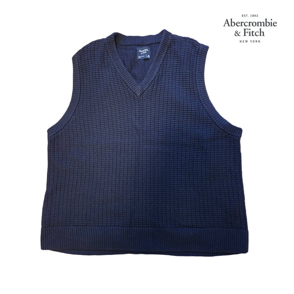 Abercrombie & Fitch Oversized Stitchy Sweater Vest - Size Medium - Navy
